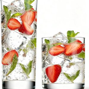 Drinking Glasses Set of 8 Tall and Short Tumblers